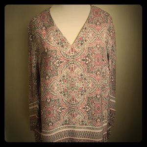 Long sleeve floral print blouse